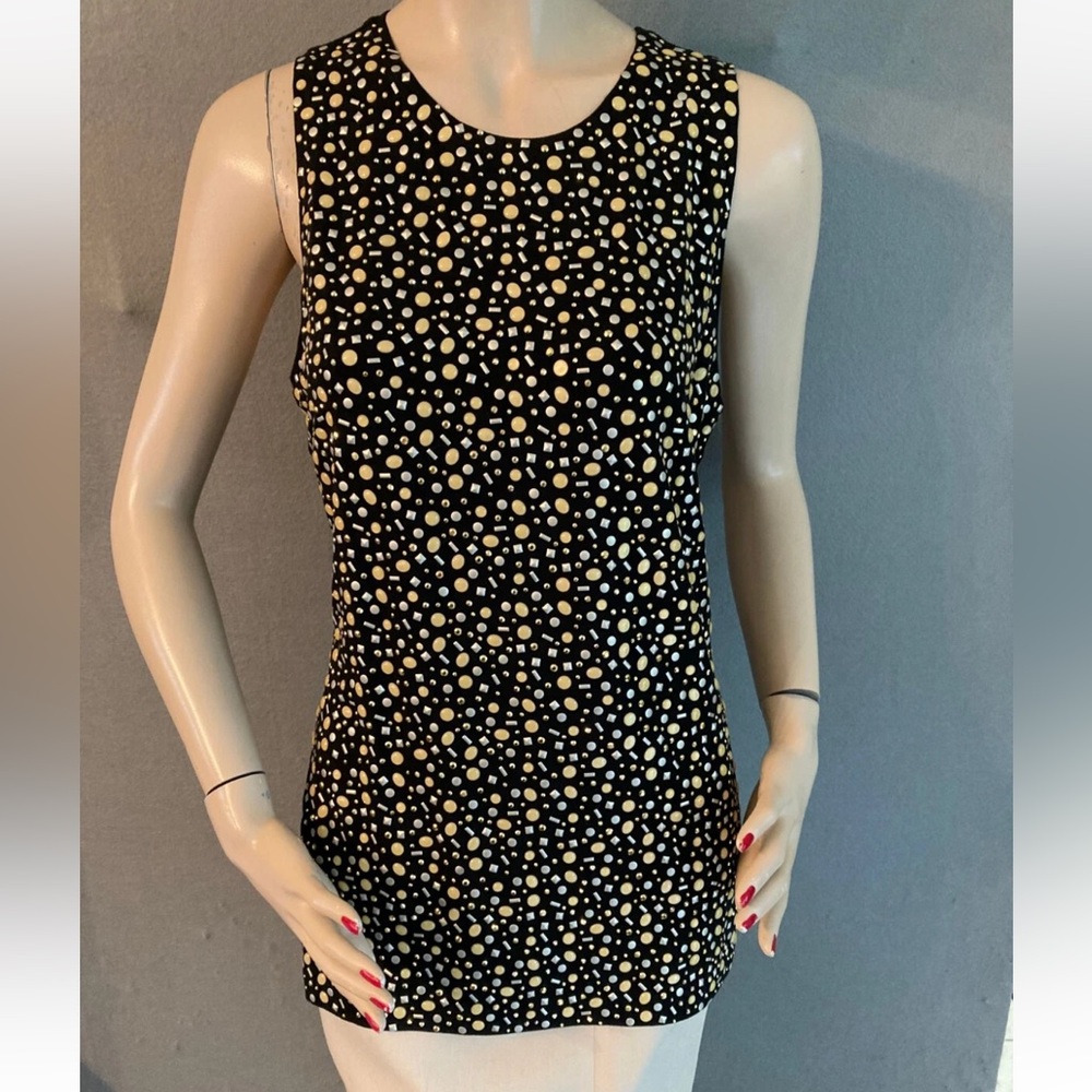 St John Black jewelled sleeveless top Sz 14